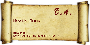 Bozik Anna névjegykártya