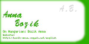 anna bozik business card